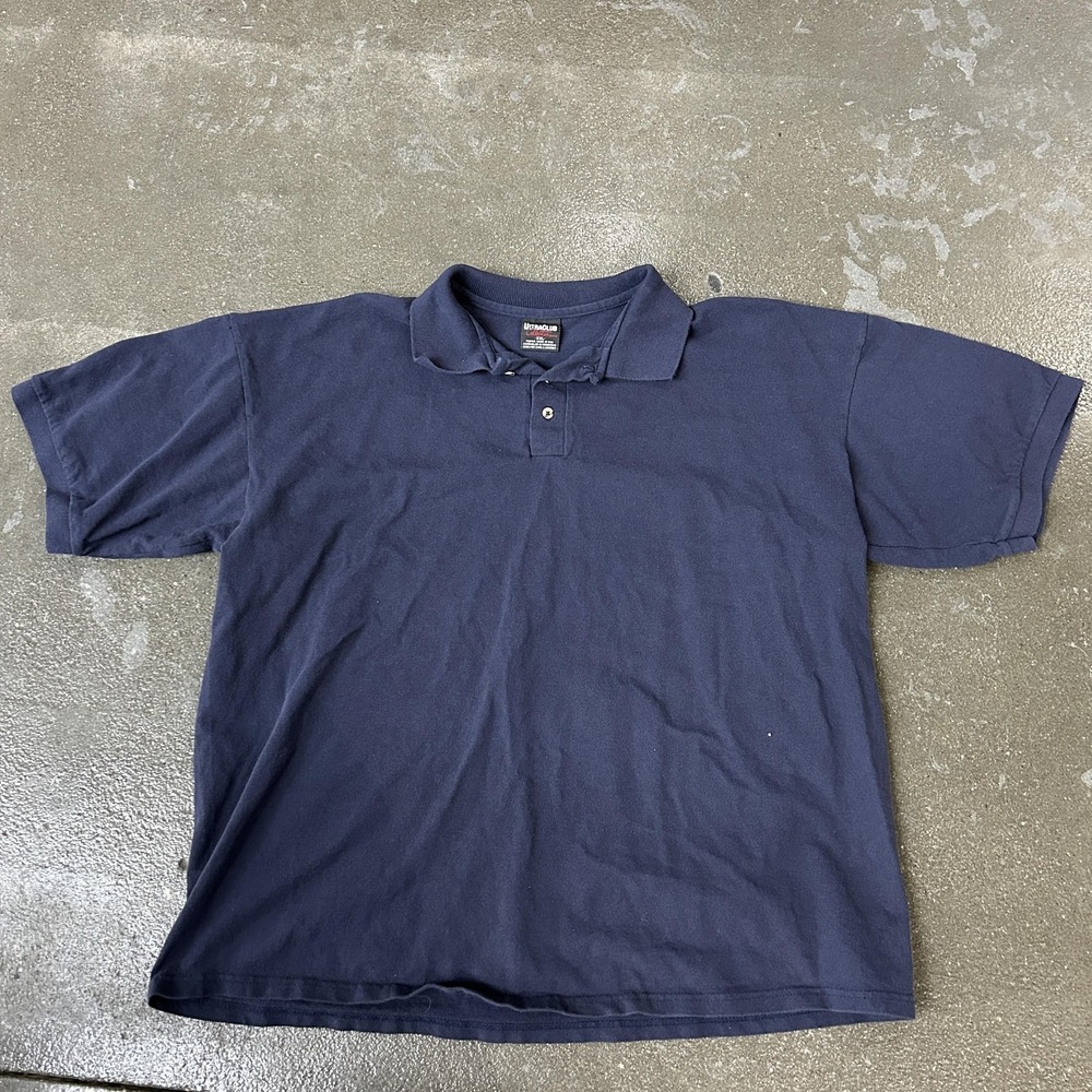 UltraClub Collection Polo Shirt Mens 2XL Navy Blue Pique Short Sleeve Casual